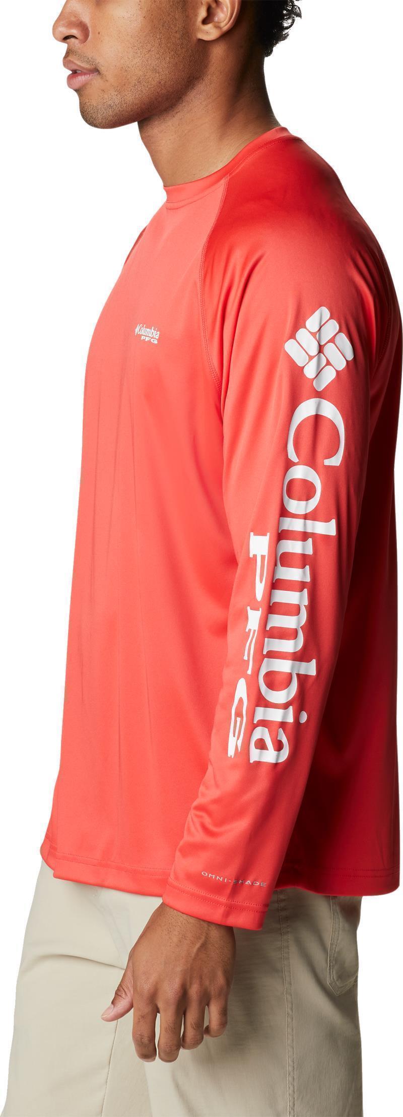 Terminal Tackle LS Shirt - Mens - Red Hibiscus / White Logo 3