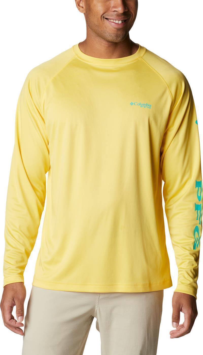 Terminal Tackle LS Shirt - Mens - Sun Glow / Electric Turquoise Logo 1