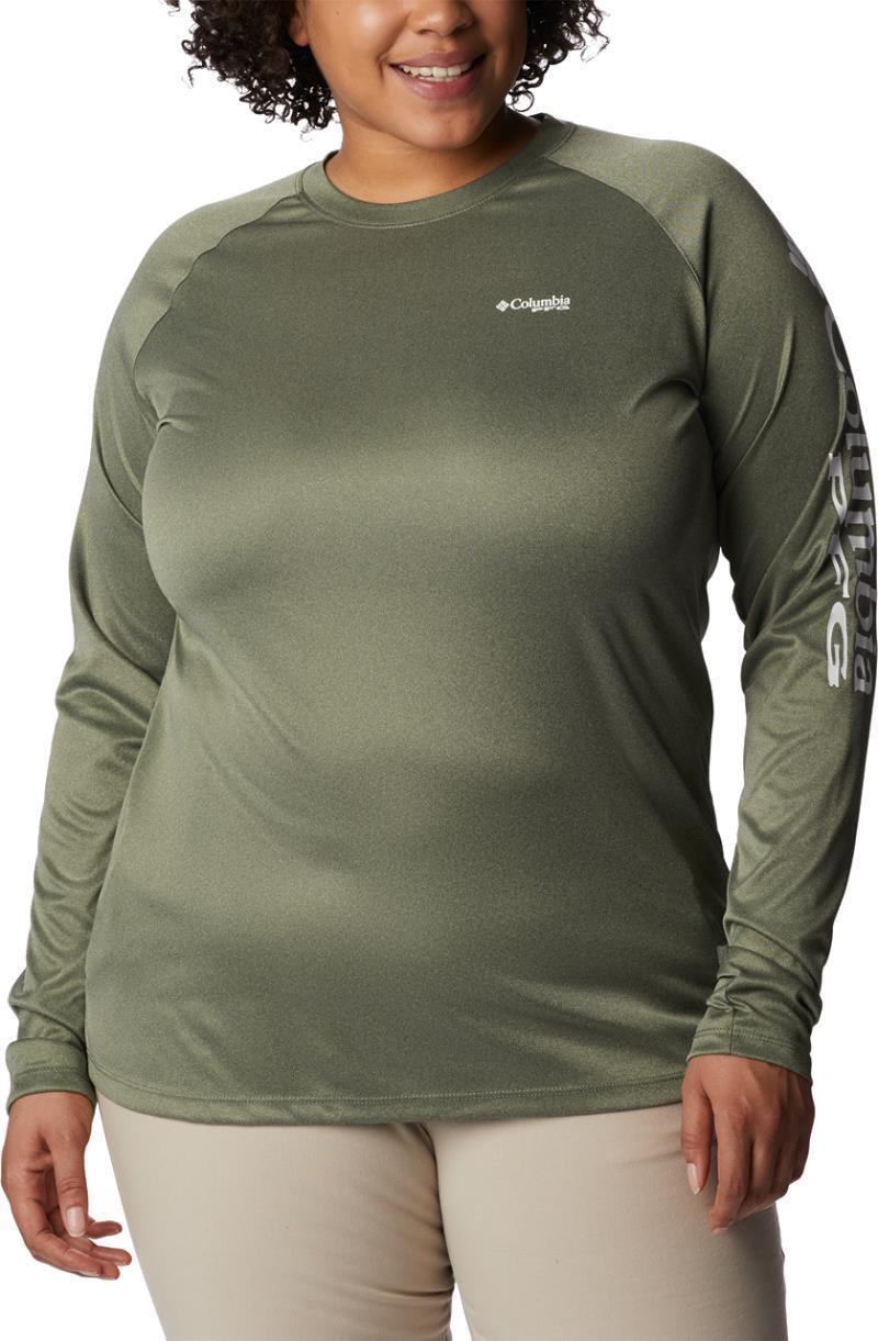 Tidal Tee Heather LS - Plus - Womens - cypress heather / white logo 1