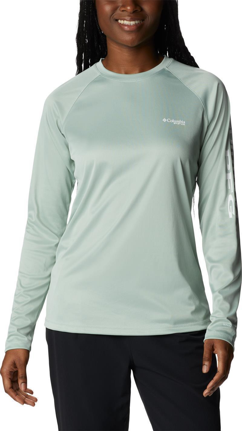 Tidal Tee Heather LS - Womens - Cool Green Heather / White Logo 1
