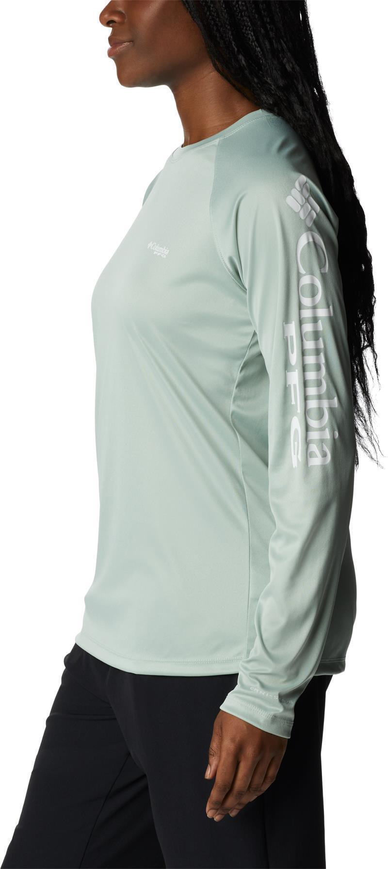 Tidal Tee Heather LS - Womens - Cool Green Heather / White Logo 2
