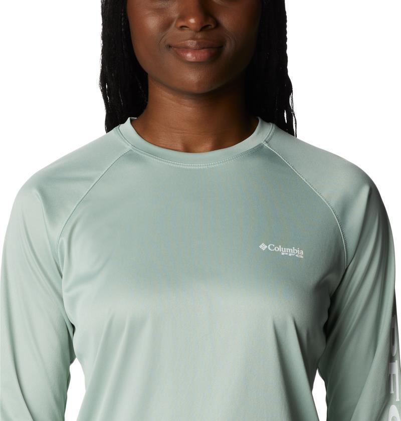 Tidal Tee Heather LS - Womens - Cool Green Heather / White Logo 4