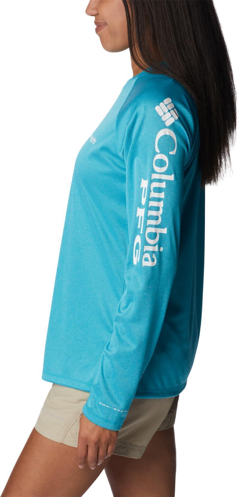 Tidal Tee Heather LS - Womens - Ocean Teal Heather / White Logo 2