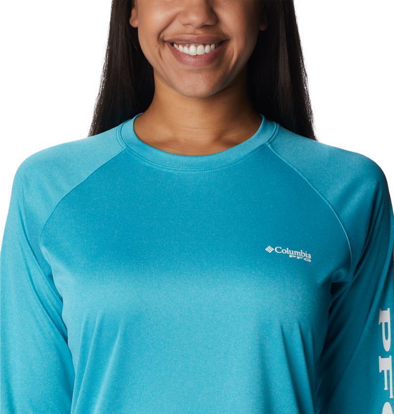 Tidal Tee Heather LS - Womens - Ocean Teal Heather / White Logo 4