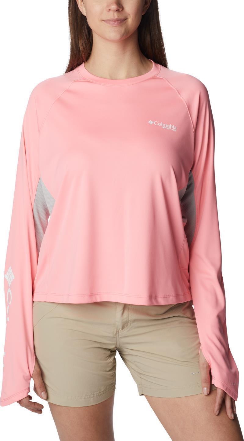 Tidal Tee Vent LS - Womens - Pink Pop / White Logo 1