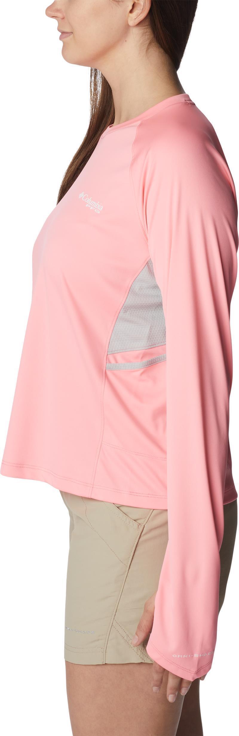 Tidal Tee Vent LS - Womens - Pink Pop / White Logo 2