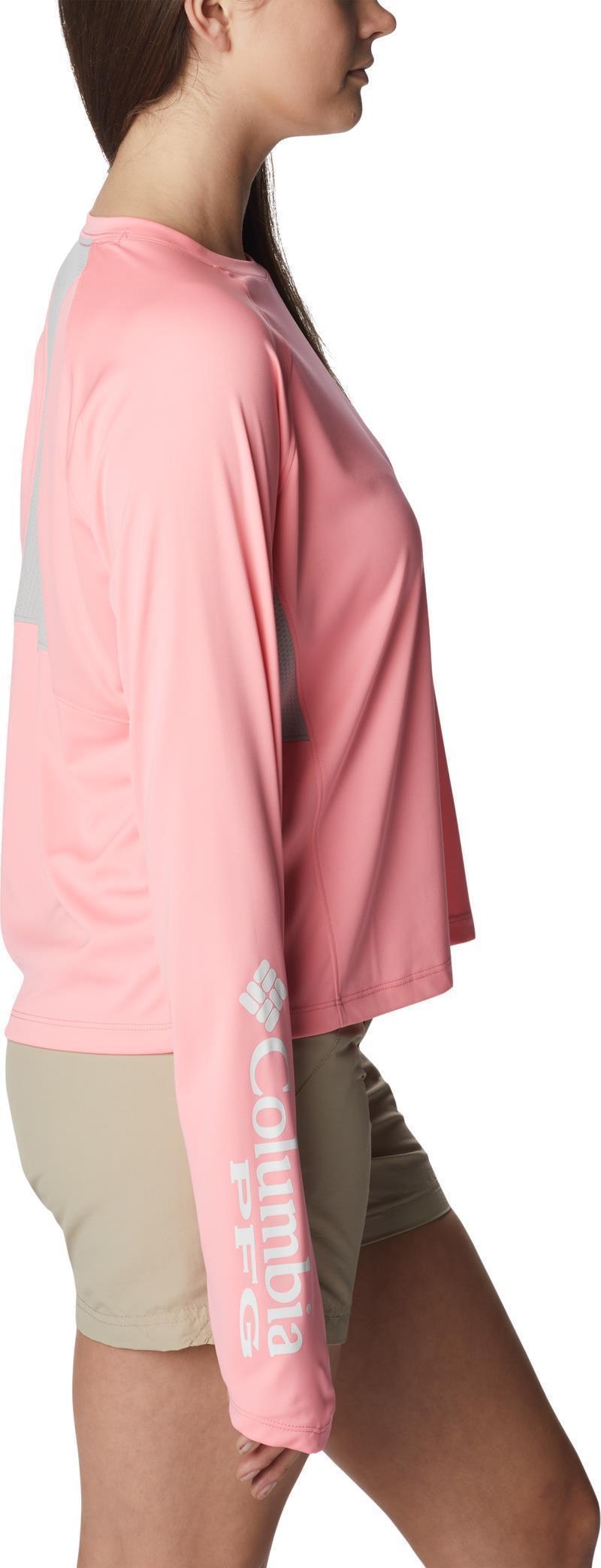 Tidal Tee Vent LS - Womens - Pink Pop / White Logo 3