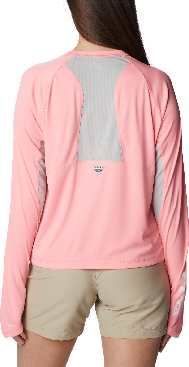 Tidal Tee Vent LS - Womens - Pink Pop / White Logo 4