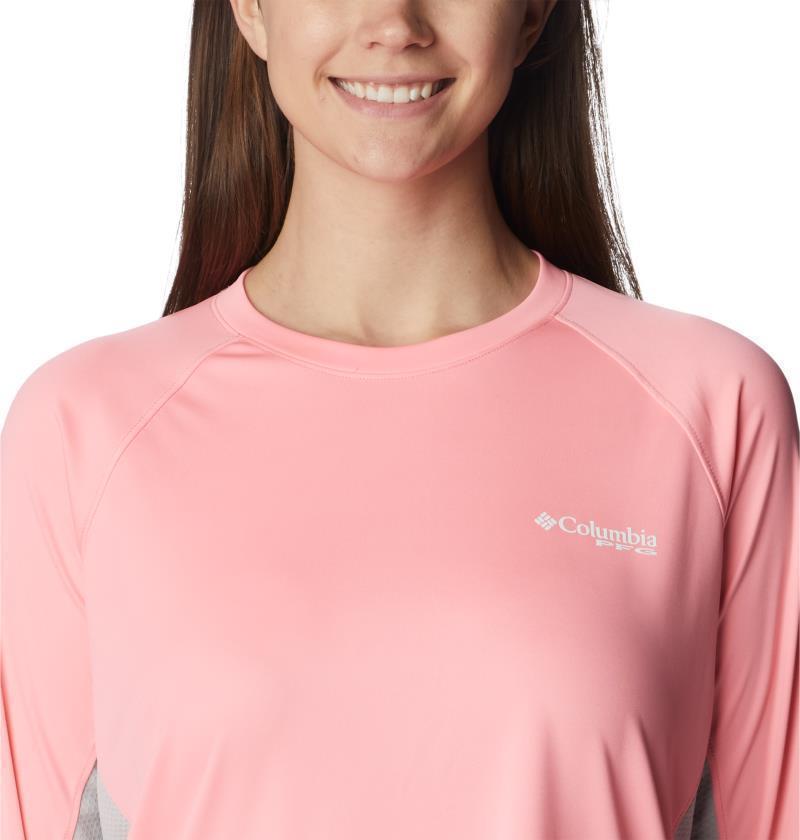 Tidal Tee Vent LS - Womens - Pink Pop / White Logo 5
