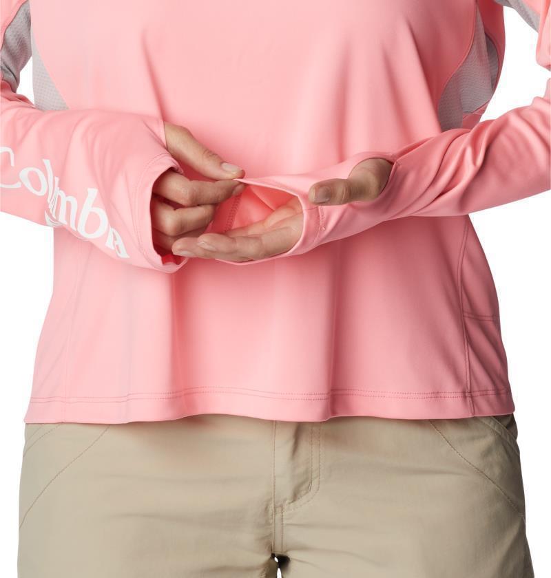 Tidal Tee Vent LS - Womens - Pink Pop / White Logo 8