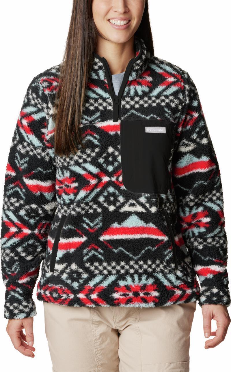 West Bend 1/4 Zip Pullover - Womens - Red Lily Checkered Peaks / Chalk 1