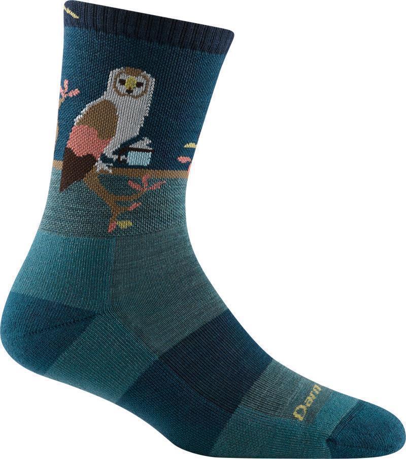 Critter Club Micro Crew Lightweight Cushion Socks - Womens - Teal 1