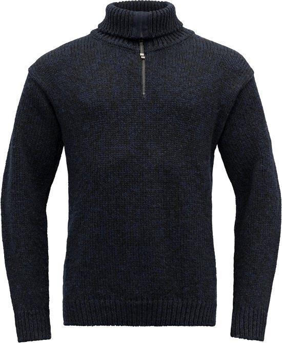 Nansen Wool Zip Neck - Unisex - Dark Blue Melange 1