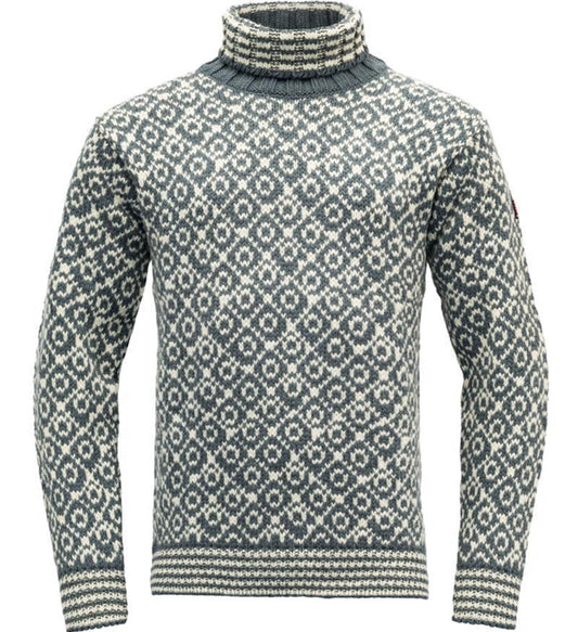 Svalbard Wool High Neck - Unisex - Turbulence / Off White 1