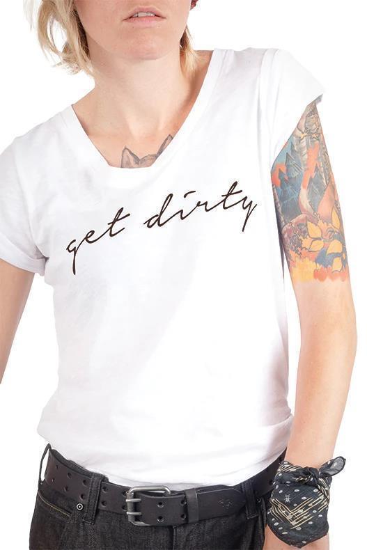 Get Dirty V-Neck Tee - Womens - White 1