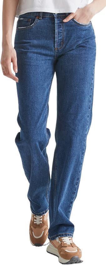 Midweight Performance Denim Loose Straight Jeans, 32" Inseam - Womens - Medium Blue 1