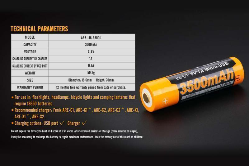 ARB L18 18650 3500mAh Battery - USB Rechargable - Not Applicable 7