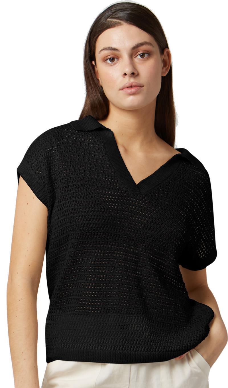 Agia Crochet Polo - Womens - Black 1
