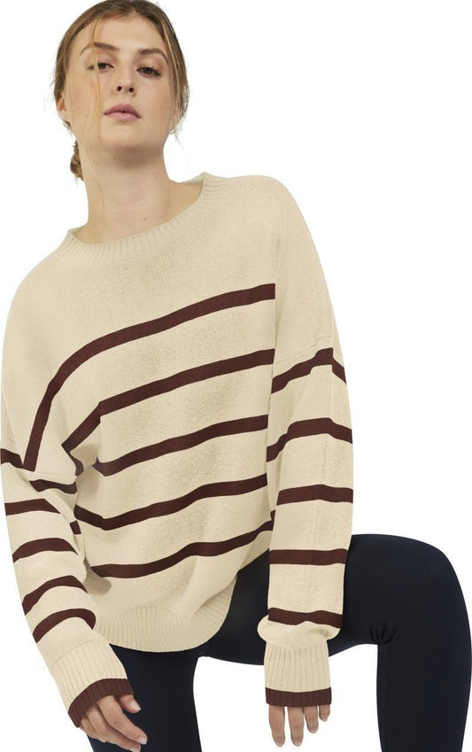 Berne Relaxed Top - Womens - Sesame Heather Stripe 1