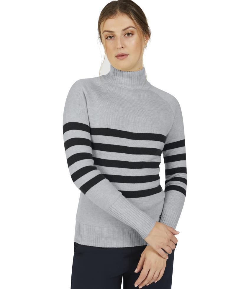 Lugano Fitted Top - Womens - Grey Heather Stripe 1