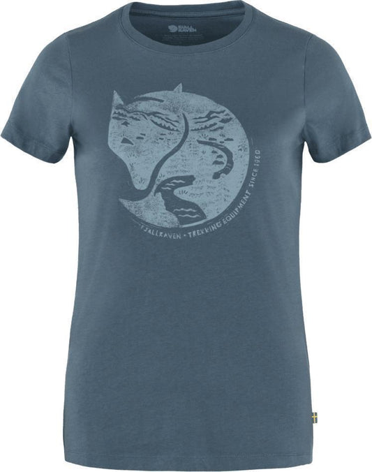 Arctic Fox Print T-Shirt - Womens - Indigo Blue 1