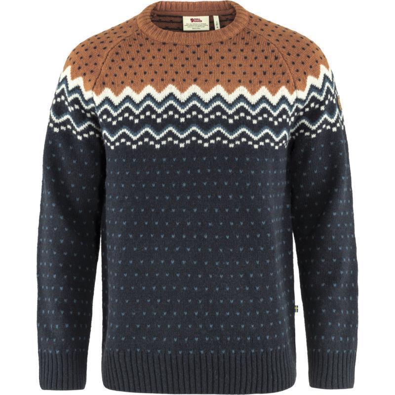 Ovik Knit Sweater - Mens - Dark Navy / Terracotta Brown 1
