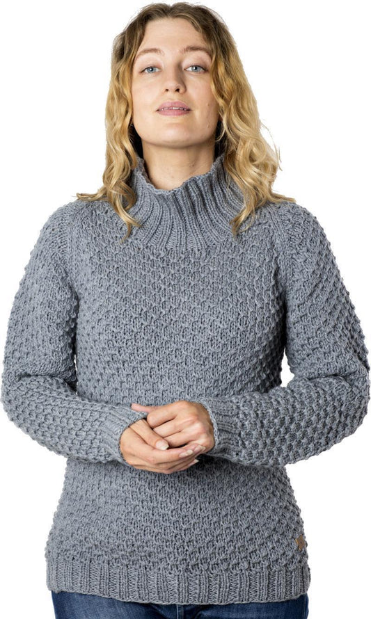Butterfly High Neck Sweater, 100% Merino - Womens - denim 1