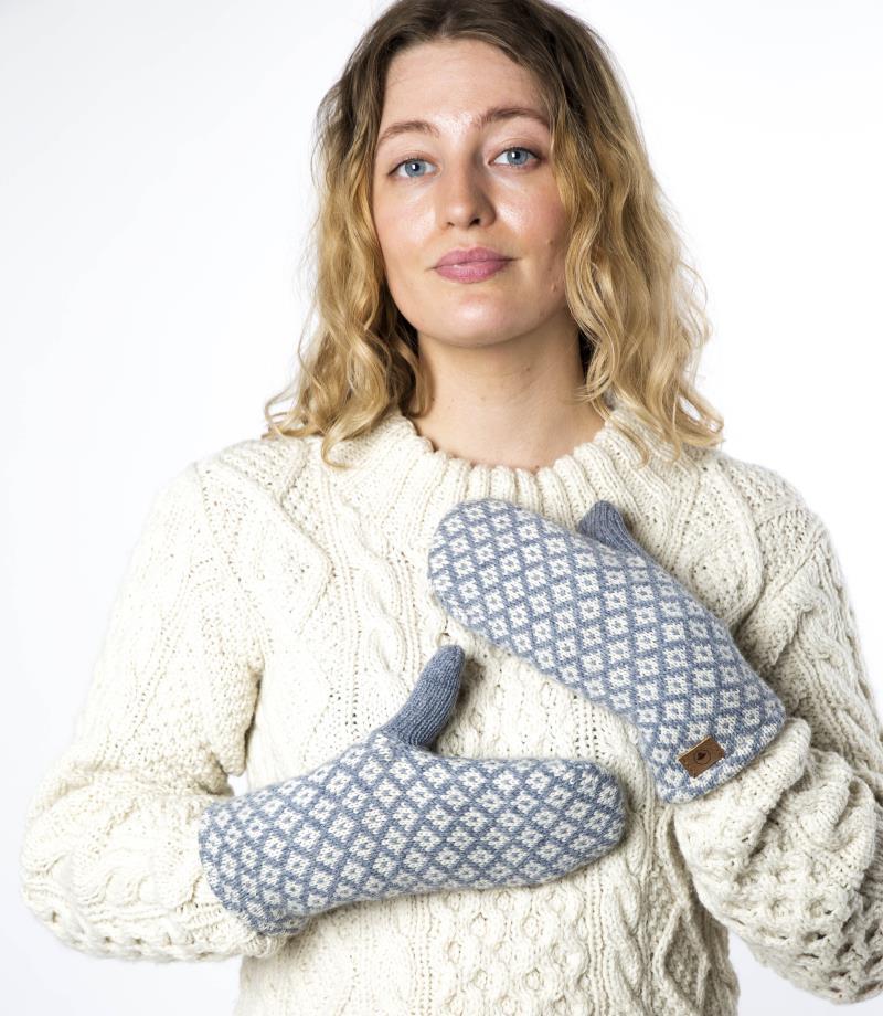 Iris Mittens, 100% Merino - denim 1
