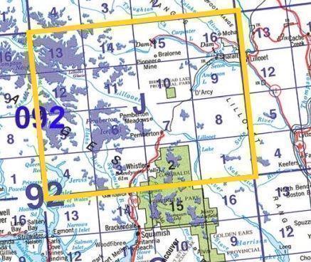TOPO MAP PAPER 1:50,000 - 92J 1