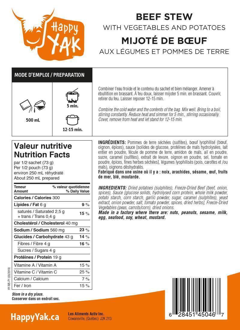 Beef Stew w/ Vegetables & Potatoes - 1 Portion - Not Applicable 2