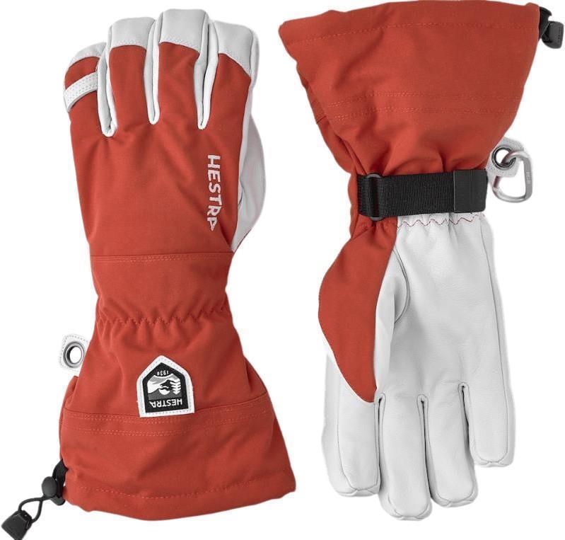 Army Leather Heli Ski Gloves - Light Red 2