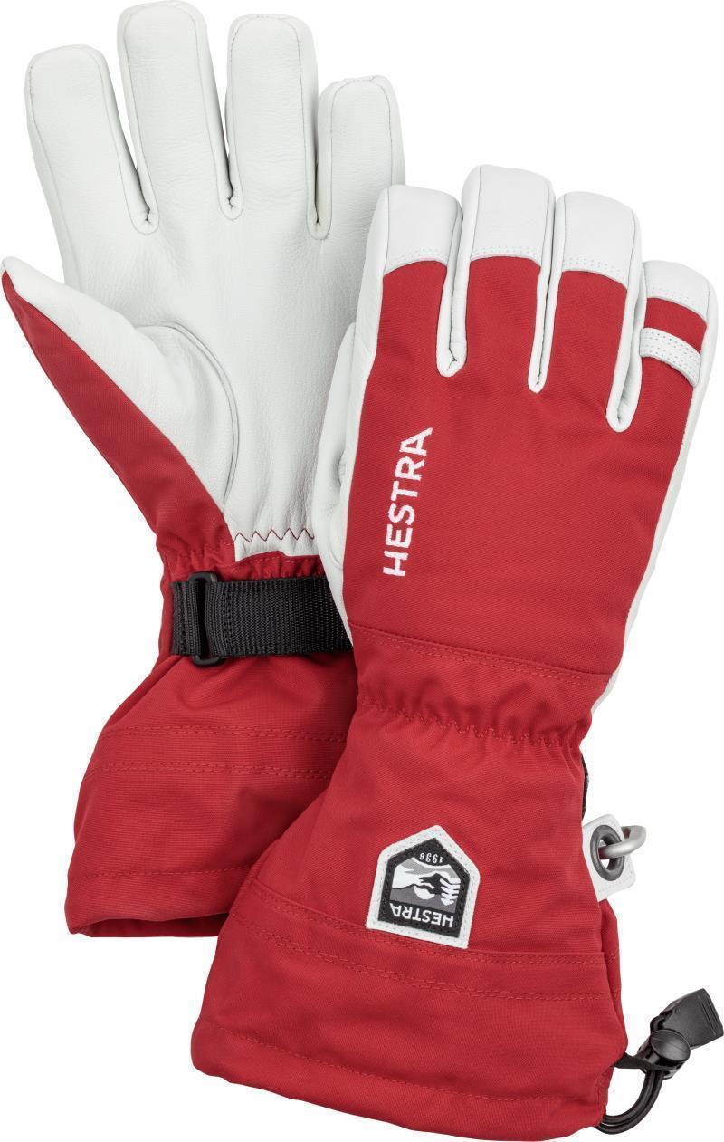 Army Leather Heli Ski Gloves - Red 1