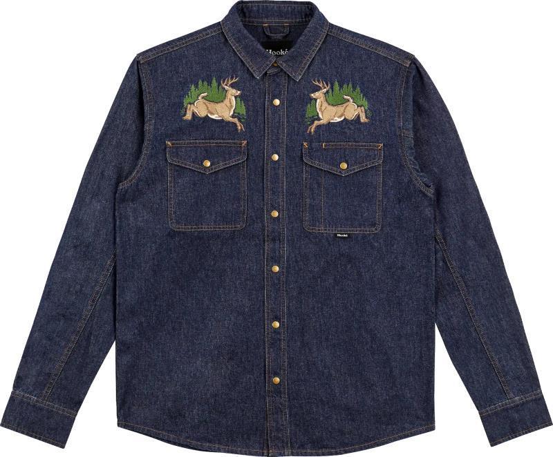 Jumping Deer Denim Shirt - Mens - Blue Denim 1