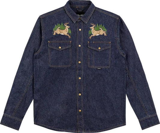 Jumping Deer Denim Shirt - Mens - Blue Denim 1