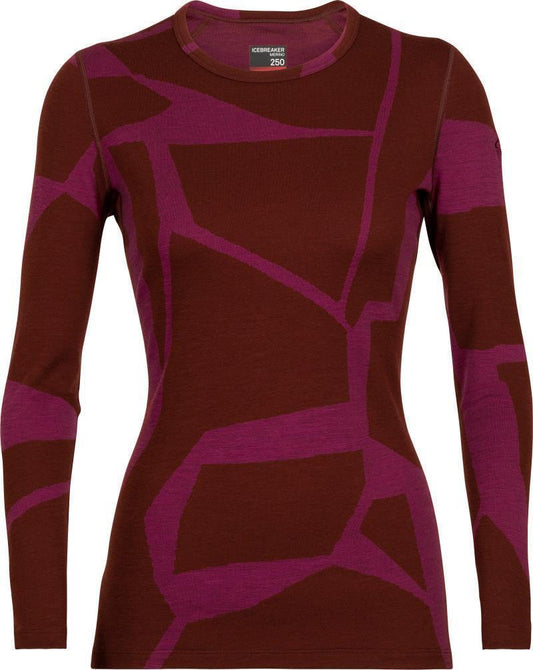 250 Vertex LS Crewe - Fractured Landscapes - Womens - Espresso / Cherry - Jacquard 1