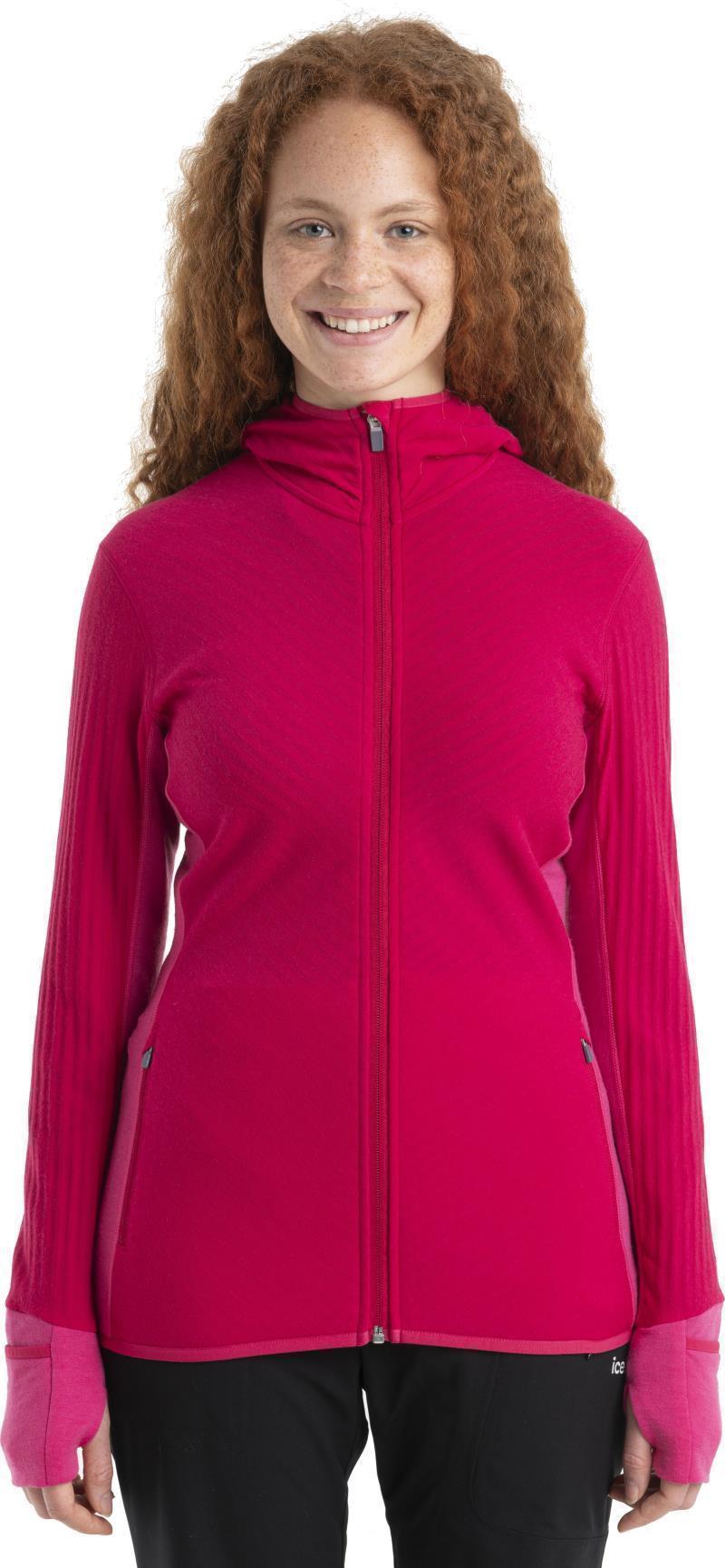 Descender LS Zip Hood - Womens - Electron Pink / Tempo 3