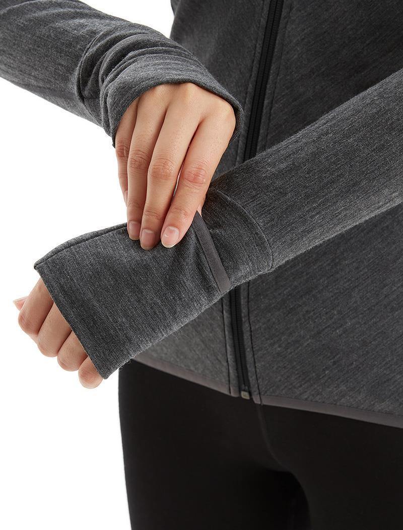 Descender LS Zip Hood - Womens - Jet Heather / Black 4