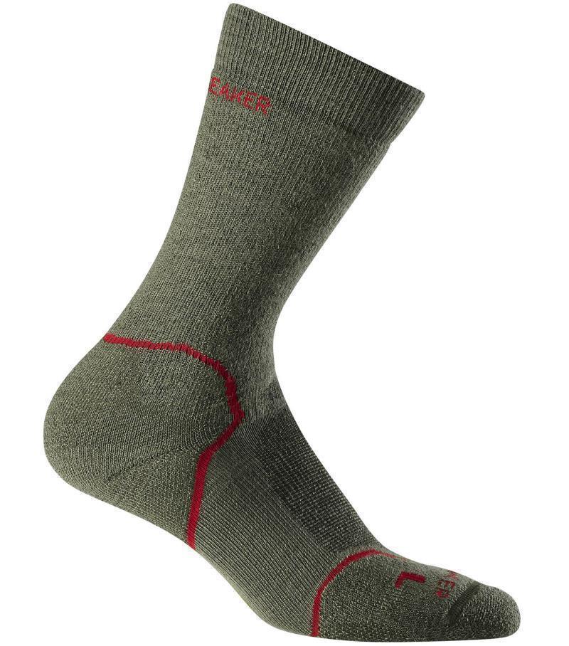 Hike+ Crew Merino Socks - Medium Cushion - Mens - Cargo / Red / Ivy Heather 1