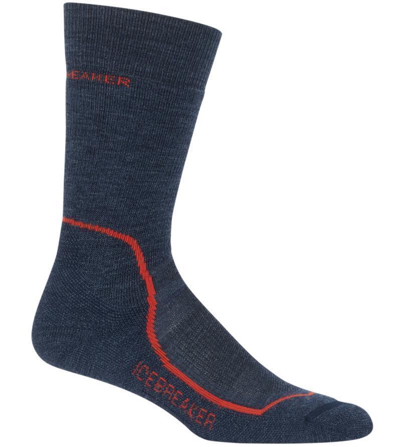 Hike+ Crew Merino Socks - Medium Cushion - Mens - Fathom Heather / Midnight Navy / Chili Red 1