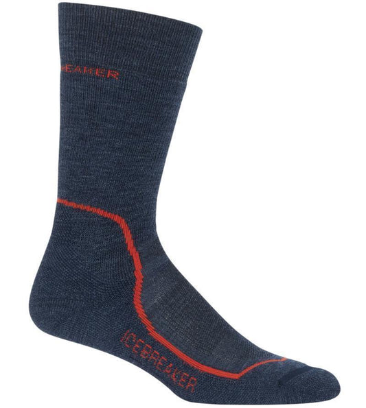 Hike+ Crew Merino Socks - Medium Cushion - Mens - Fathom Heather / Midnight Navy / Chili Red 1