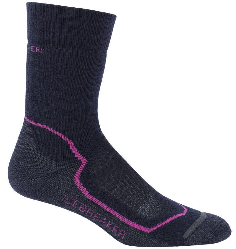 Hike+ Crew Merino Socks - Medium Cushion - Womens - Admiral / Pop Pink / Stealth 1