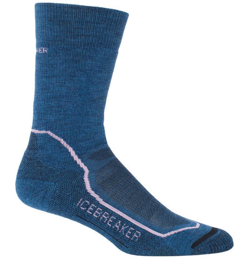 Hike+ Crew Merino Socks - Medium Cushion - Womens - Equinox Heather / Azalea / Admiral 1
