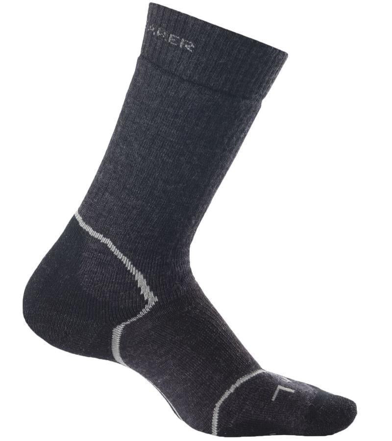 Hike+ Crew Merino Socks - Medium Cushion - Womens - Jet / Silver / Black 1