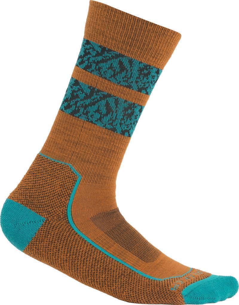 Hike+ Crew Socks - Light Cushion - Natural Summit - Womens - Earth / Flux Green / Black 1