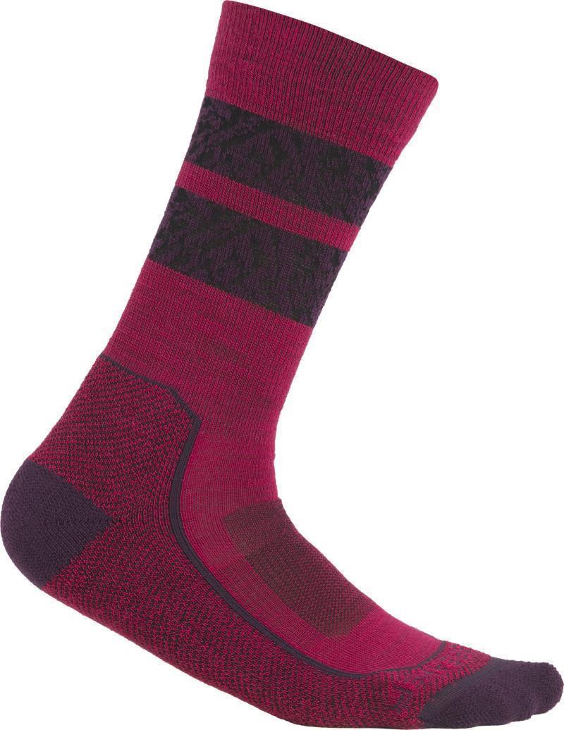 Hike+ Crew Socks - Light Cushion - Natural Summit - Womens - Electron Pink / Nightshade / Black 1