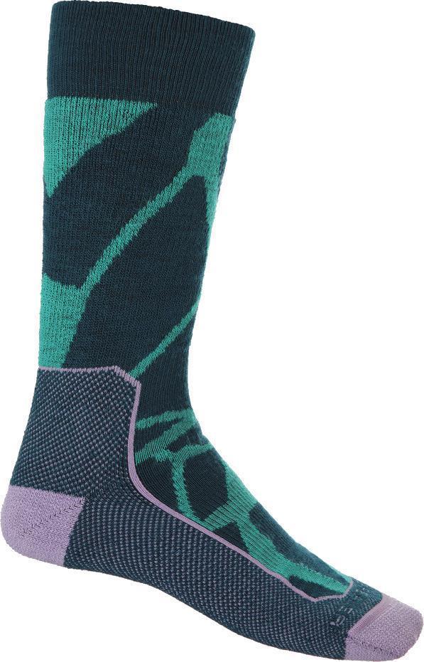 Hike+ Crew Socks - Medium Cushion - Fractured Landscapes - Womens - Fresh / Green Glory / Purple Gaze 1