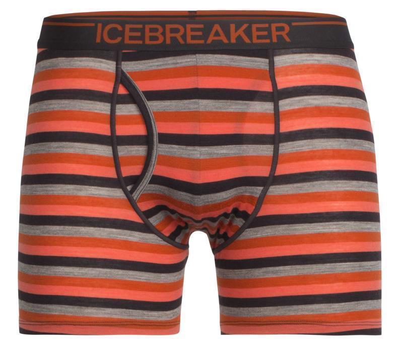 Merino 150 Anatomica Boxers with Fly - Mens - Copper / Ebony - Stripe 1
