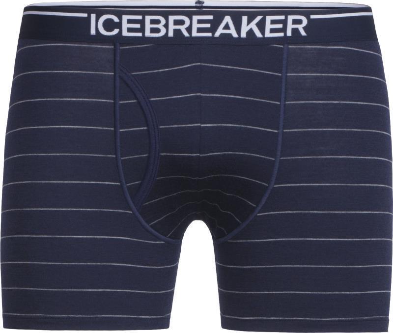 Merino 150 Anatomica Boxers with Fly - Mens - Midnight Navy / Gritstone Heather - Stripe 1