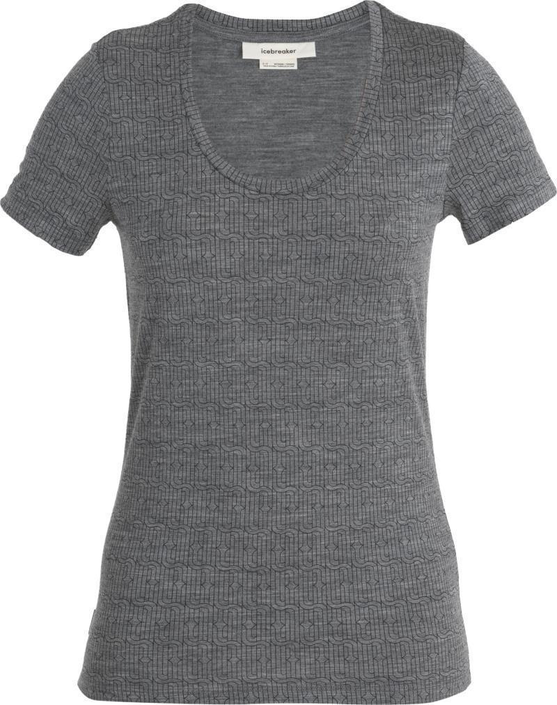 Merino 150 Tech Lite II SS Scoop Tee - Herenga - Womens - Gritstone Heather / Black / AOP 1