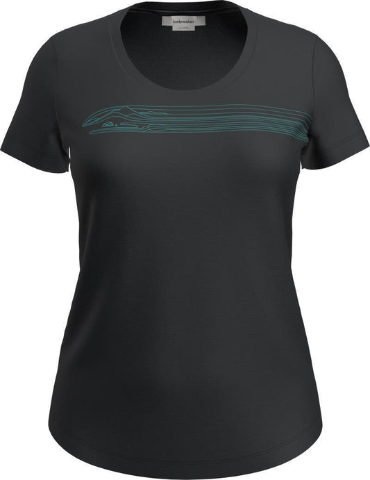 Merino 150 Tech Lite II SS Tee - Camping Lines - Womens - Black 1